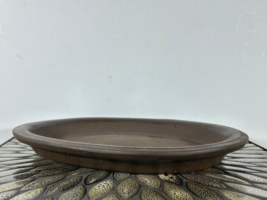 Preowned Japanese Tokoname Unglazed Shallow Oval Bonsai Pot - 13.25” By 10.5”