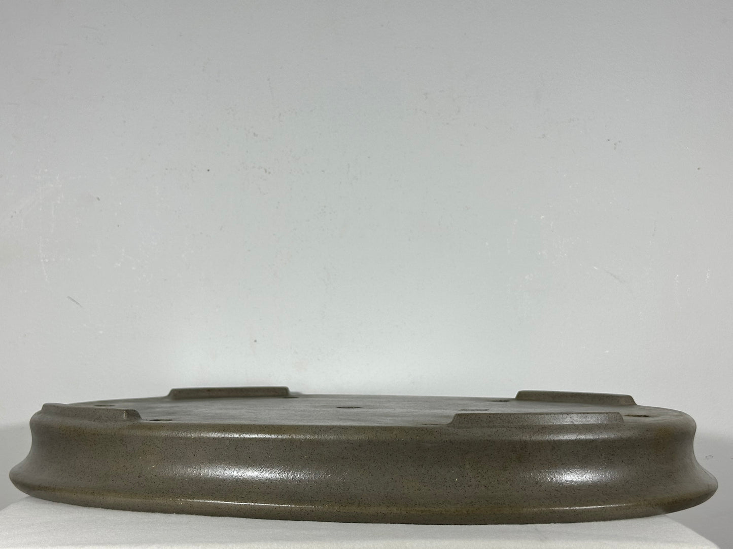 Preowned Japanese Tokoname Unglazed Oval Shallow Bonsai Pot Seizan - 20.5” By 14.75”