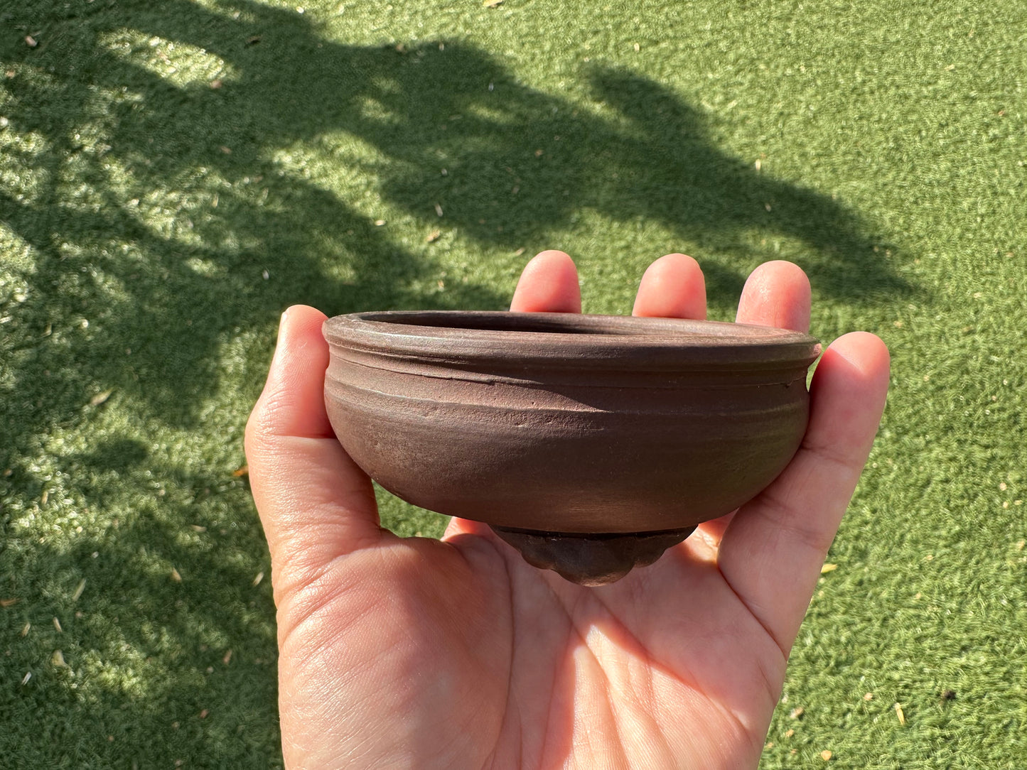 Preowned Vintage Japanese Bag Styld Bonsai Pot By Syousen - 3.5” By 1.5”