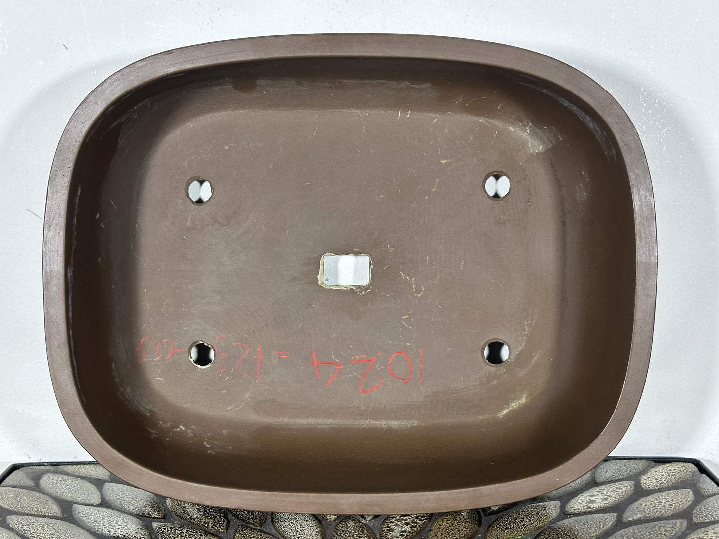 Preowned Japanese Tokoname Unglazed Rectangular Bonsai Pot - 12 1/8” By 9 5/8”