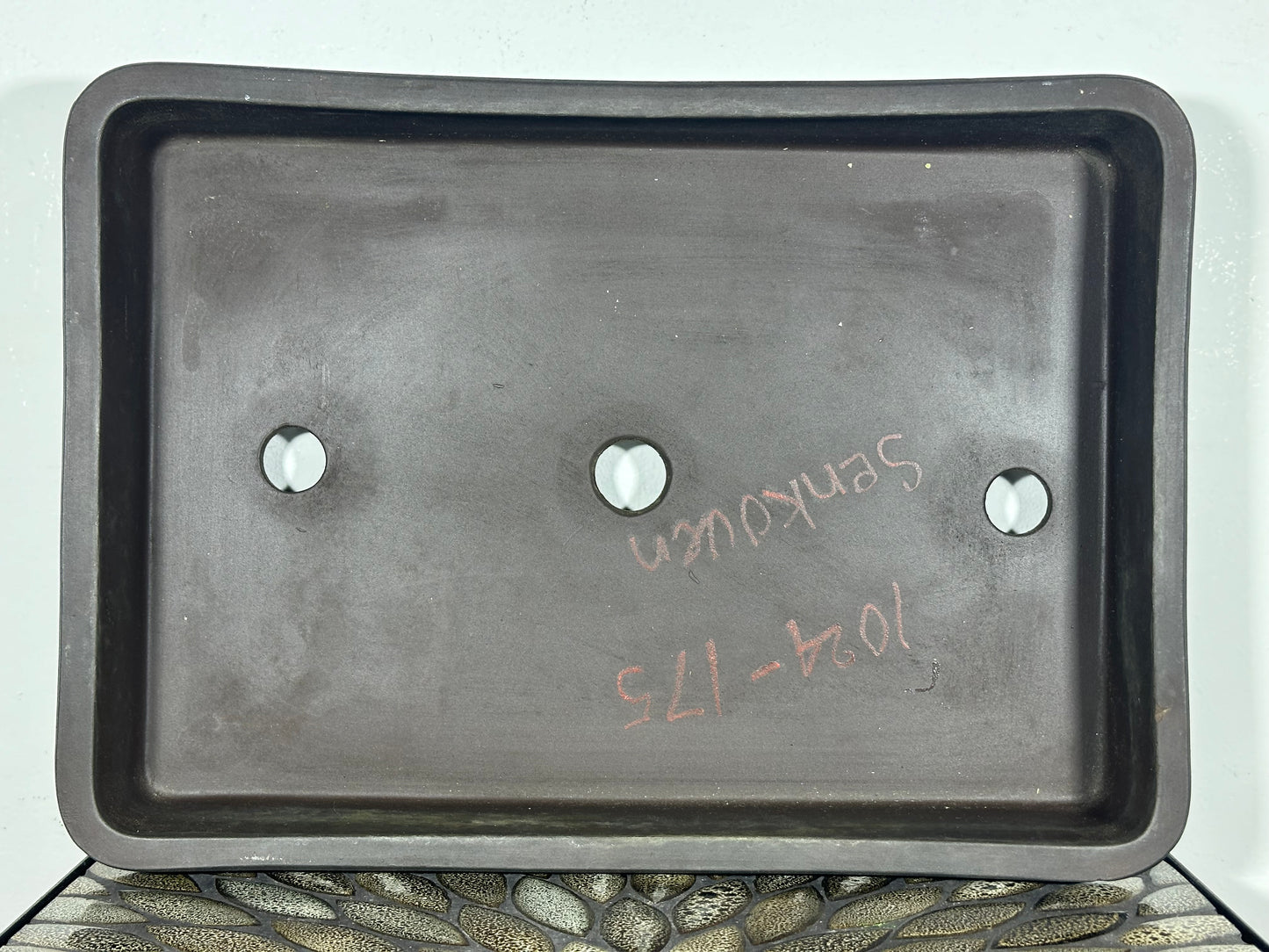 Preowned Japanese Tokoname Unglazed Shallow Rectangular Bonsai Pot Senkouen - 15.75” By 11”