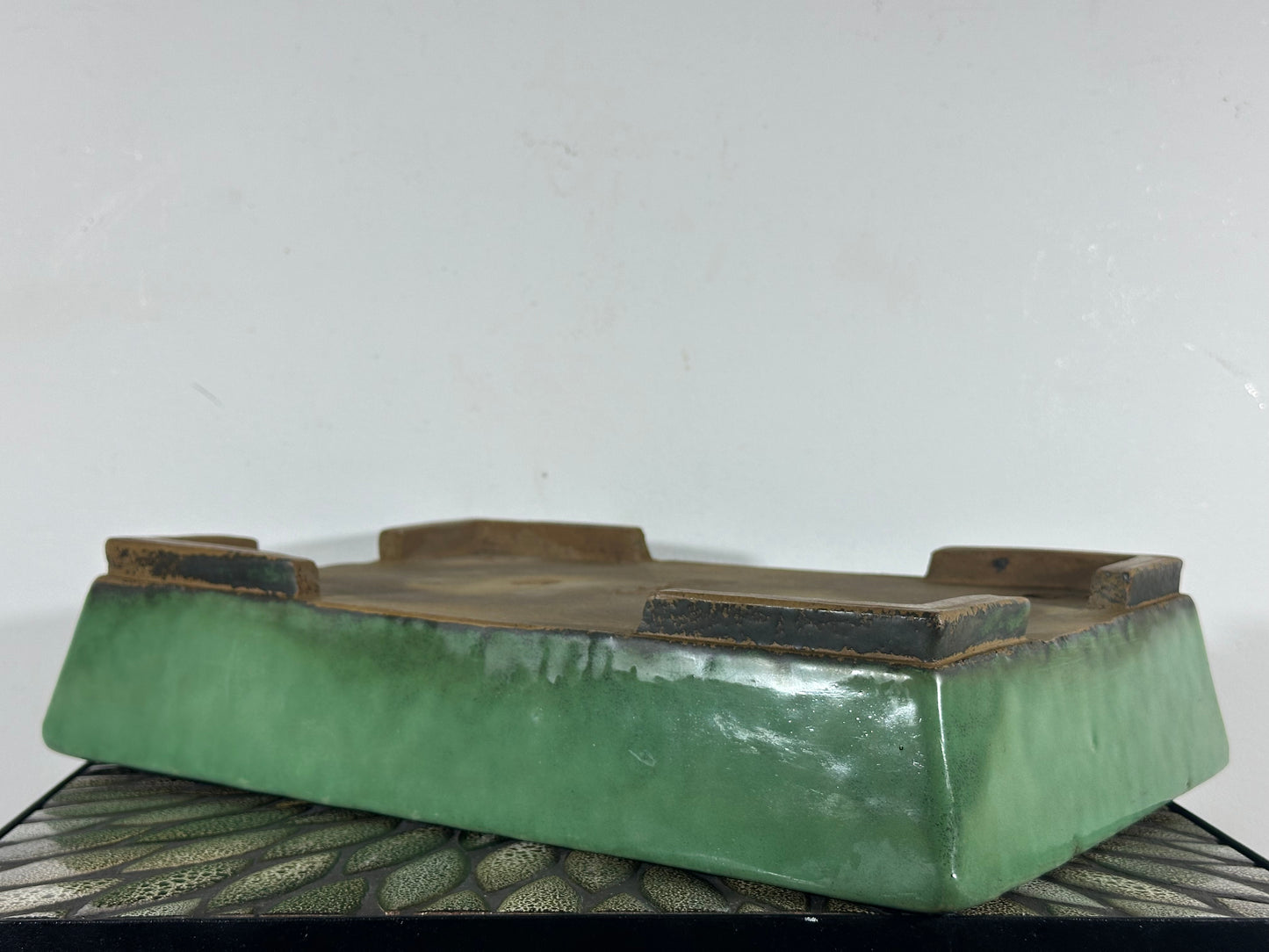 Preowned Vintage Japanese Tokoname Rectangular Bonsai Pot Syuhou - 15” By 10.25”