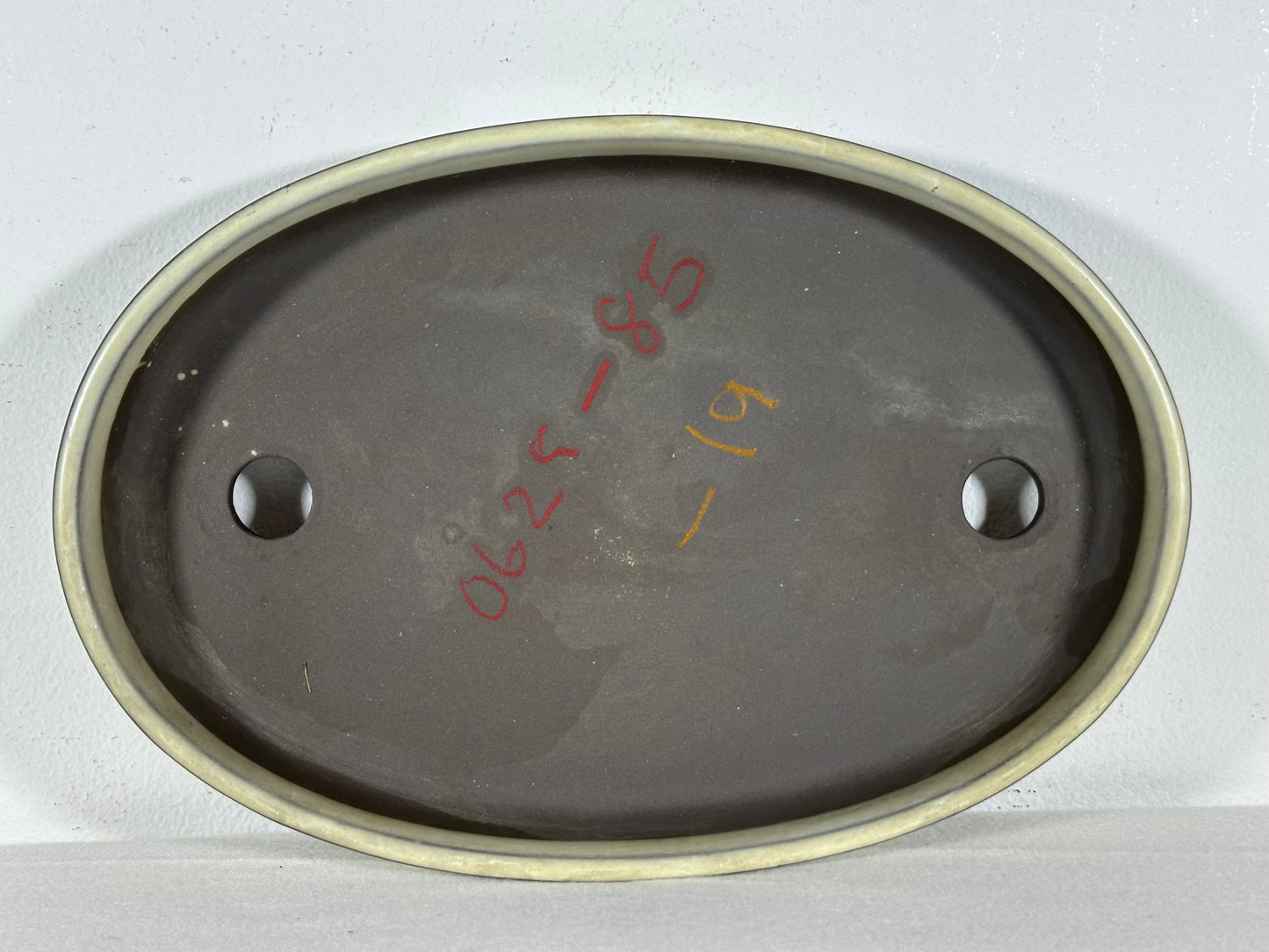Preowned Japanese Tokoname Glazed Oval Shallow Bonsai Pot with Stamp - 10.5” By 7”