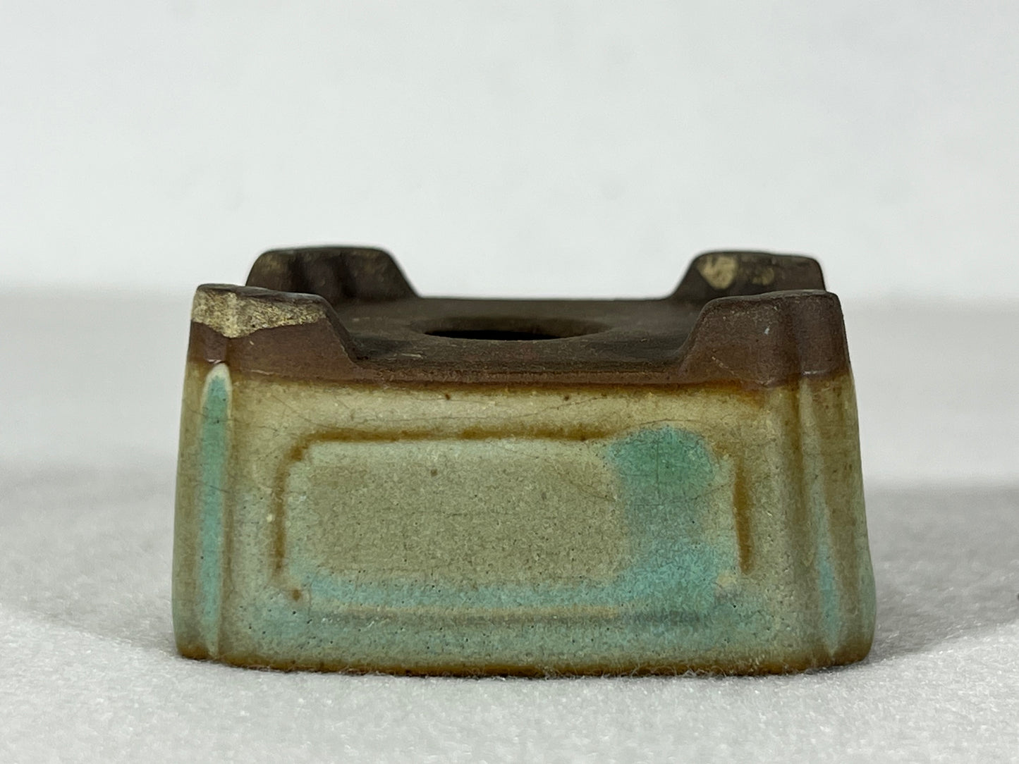 Preowned Japanese Tokoname Rectangular Bonsai Pot Tosui - 2.25” By 1.75”