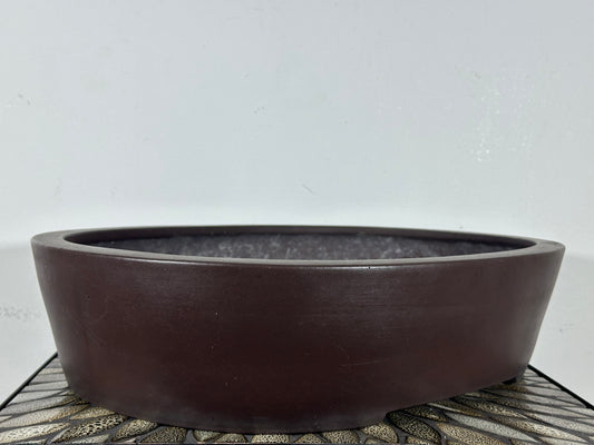 Preowned Japanese Tokoname Unglazed Deep Oval Bonsai Pot Yamaaki - 17.25” By 13.75”