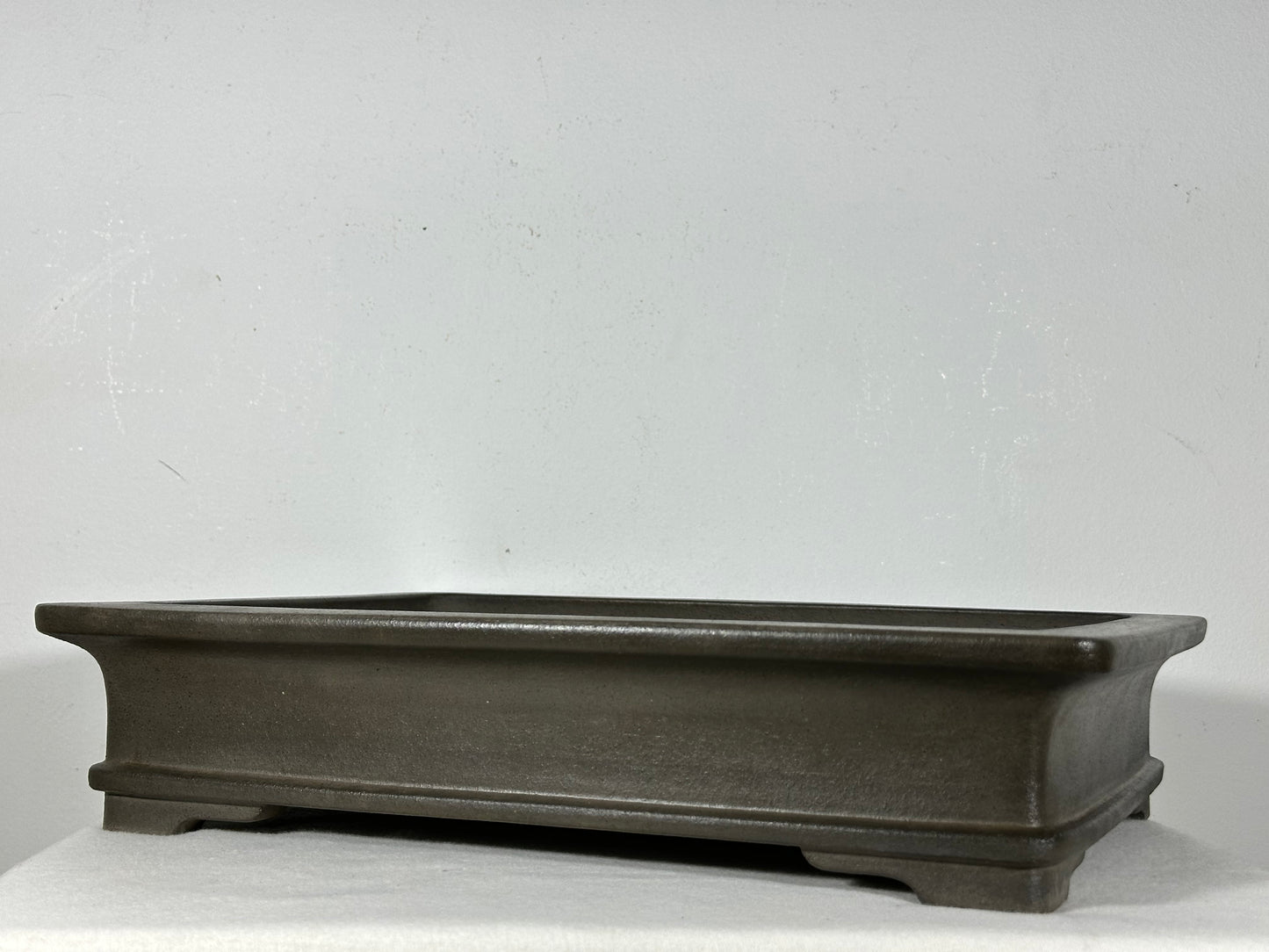Preowned Japanese Tokoname Unglazed Rectangular Bonsai Pot Seizan - 15.25” By 11.25”