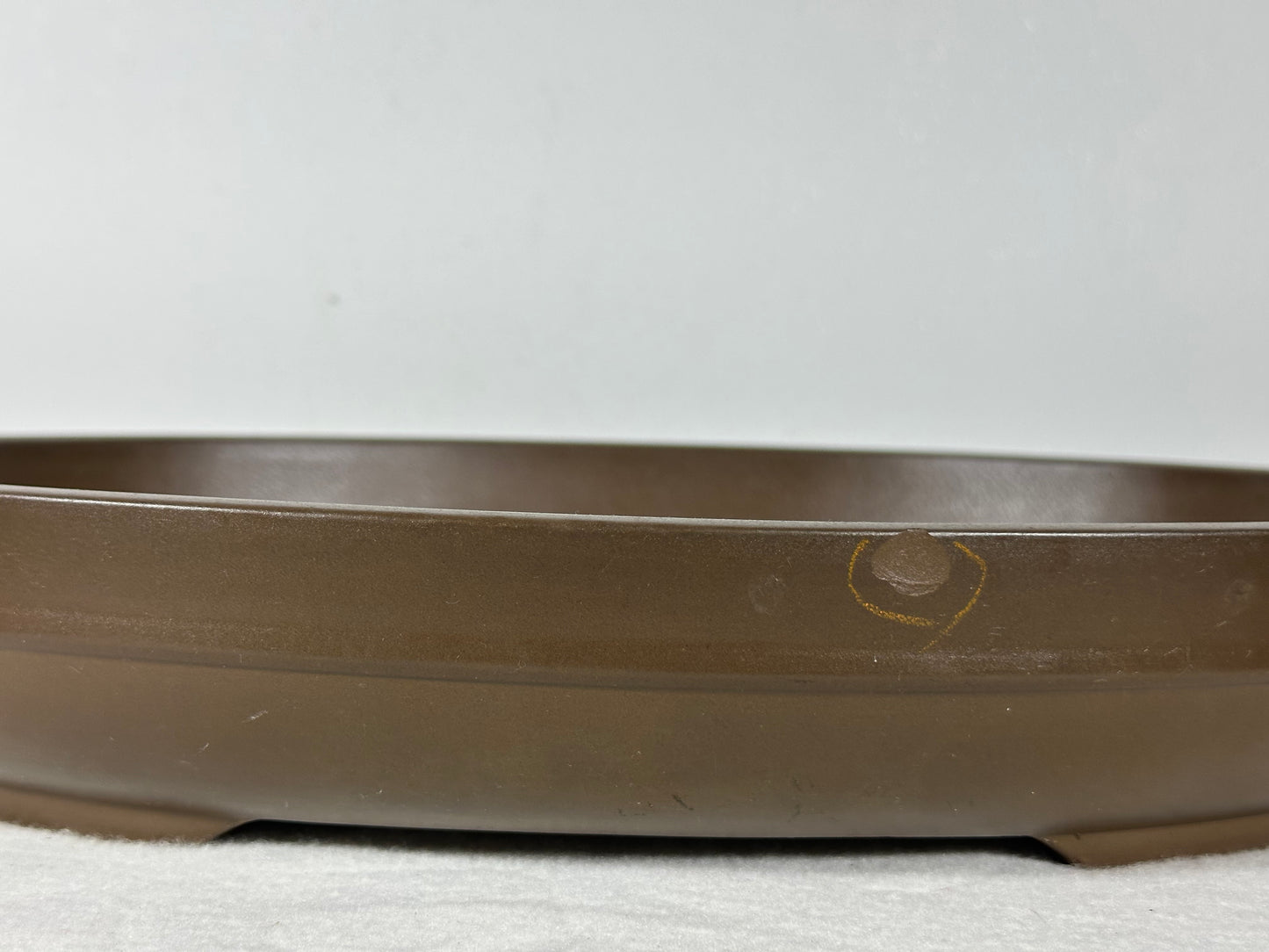 Preowned Japanese Tokoname Unglazed Oval Bonsai Pot has Stamp - 15.25” By 11.75”