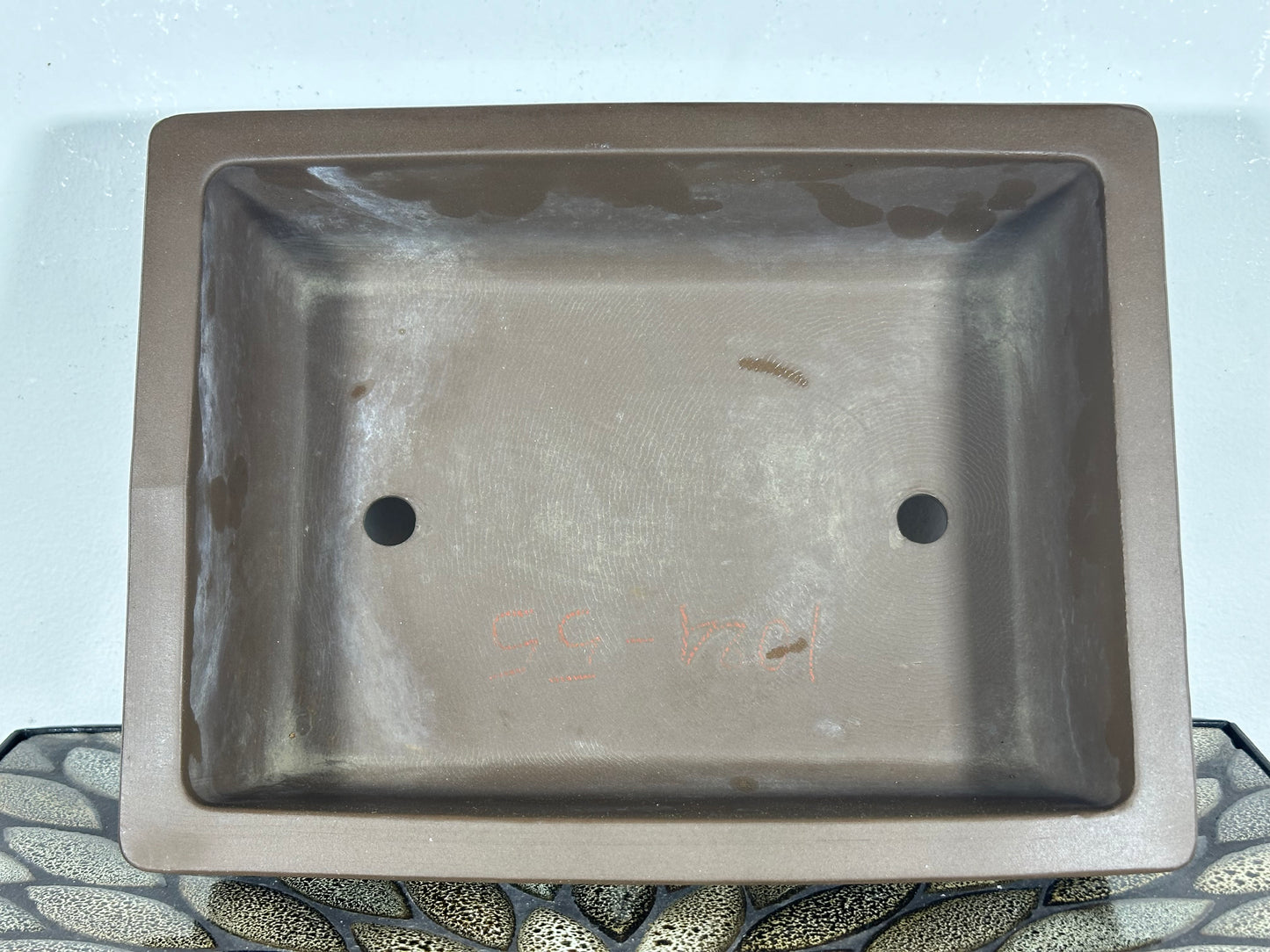 Preowned Japanese Tokoname Unglazed Rectangular Bonsai Pot - 11” By 8.5”