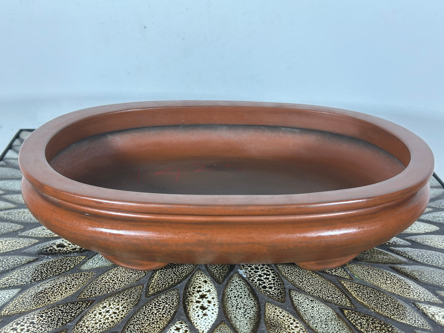 Preowned Japanese Tokoname Unglazed Bag Style Bonsai Pot Yamaaki - 11.75” By 8”