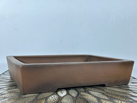 Preowned Japanese Tokoname Unglazed Rectangular Bonsai Pot Syouzan - 11.25” By 9”