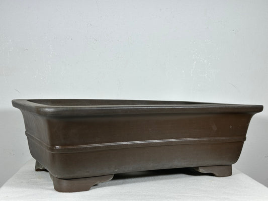 Preowned Japanese Tokoname Rectangular Bonsai Pot with Stamp - 15.75” By 10.75”