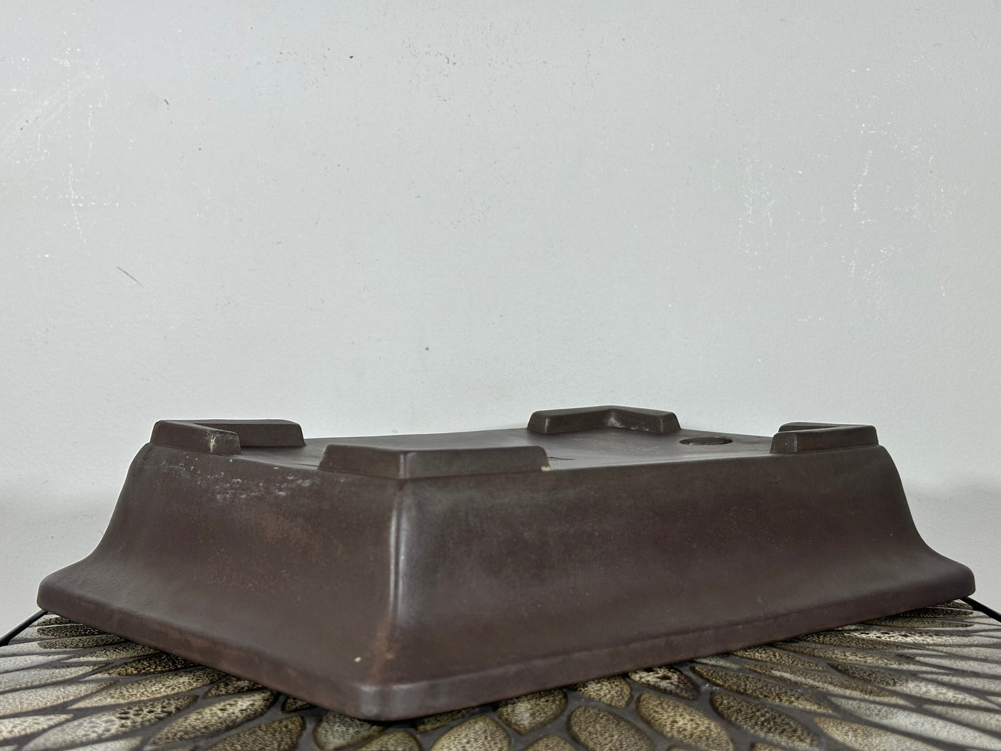 Preowned Vintage Japanese Tokoname Unglazed Rectangular Bonsai Pot Yamaaki - 14” x 9 3/8”