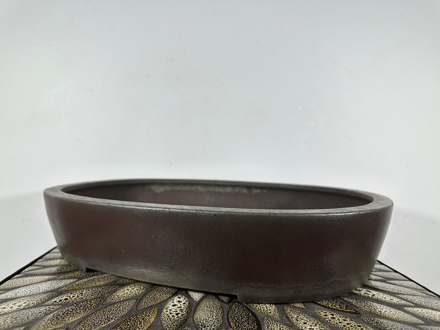Preowned Japanese Tokoname Unglazed Oval Bonsai Pot Yamaaki - 16.75” By 13.25”