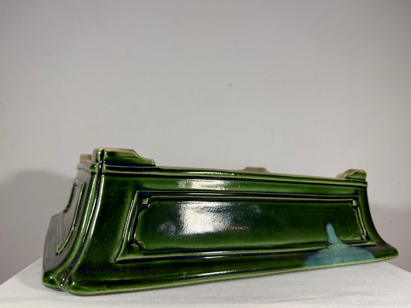 New Japanese Tokoname Glazed Rectangular Bonsai Pot Mazan Terahata - 18” By 14.25”
