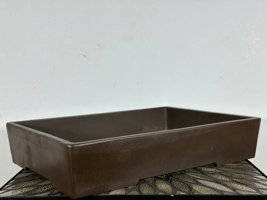 Preowned Japanese Tokoname Unglazed Rectangular Bonsai Pot Sankyou - 15.5” By 11”
