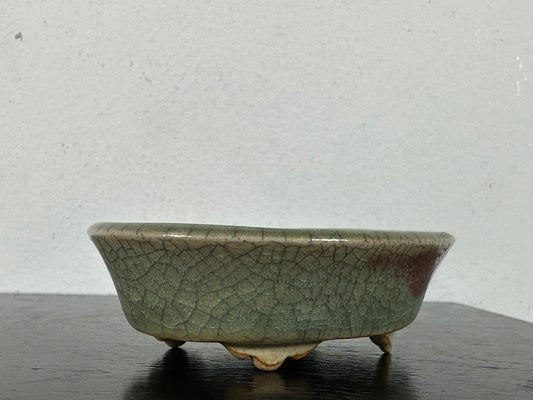 Preowned Vintage Japanese Oval Bonsai Pot By EIMEI - 2 7/8” By 2 1/8”