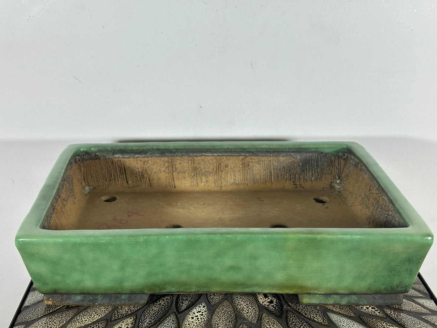 Preowned Vintage Japanese Tokoname Rectangular Bonsai Pot Syuhou - 15” By 10.25”