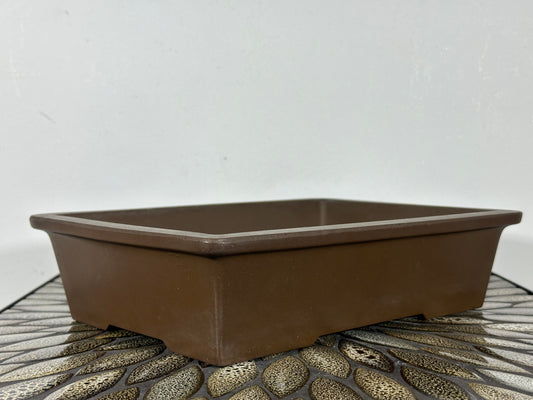 Preowned Japanese Tokoname Rectangular Unglazed Bonsai Pot Kaiyou - 11.25” By 8”