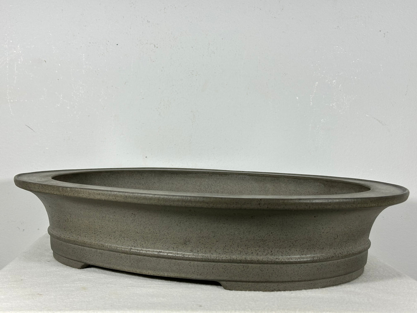 Preowned Japanese Tokoname Unglazed Oval Bonsai Pot Seizan - 17.25” By 14.25”