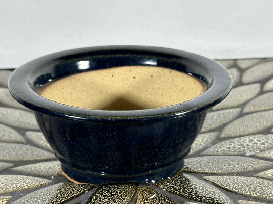 New Japanese Tokoname Round Glazed Bonsai Pot Katu - 5” By 2.25”