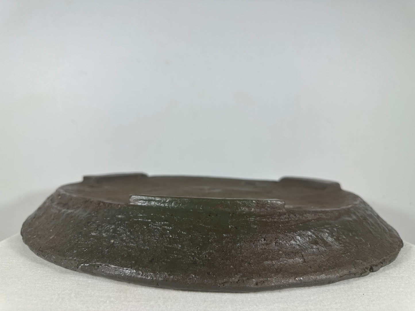 Preowned Japanese Tokoname Unglazed Round Shallow Bonsai Pot Syousen - 17.25” By 2.25”