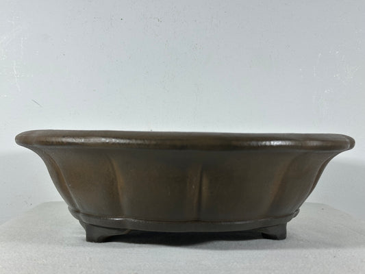 Preowned Japanese Tokoname Unglazed Rinka Style Bonsai Pot Gyouzan - 13.25” By 4 1/8”
