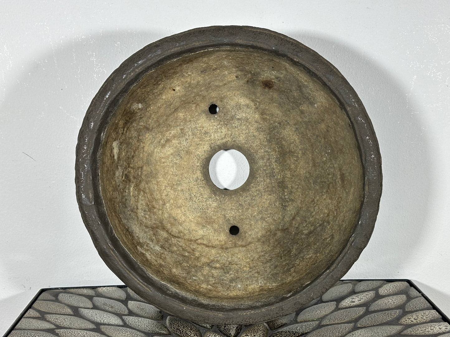 Preowned Japanese Tokoname Round Bonsai Pot Yamaaki 1st Generation - 10.75” By 5”