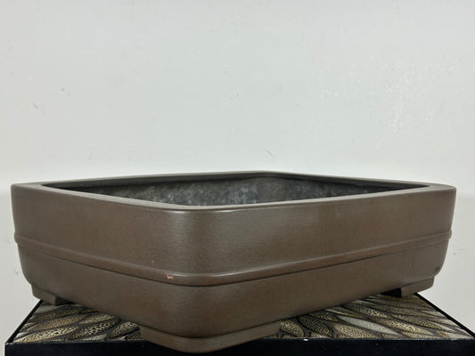 Preowned Japanese Unglazed Tokoname Rectangular Bonsai Pot Eiraku - 17” By 12 7/8”