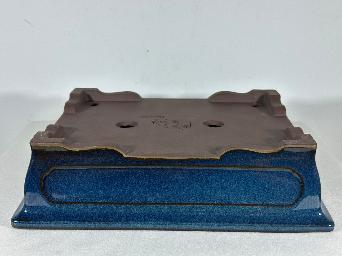 Preowned Japanese Tokoname Glazed Rectangular Bonsai Pot Yamaaki - 11.5” By 9.25”