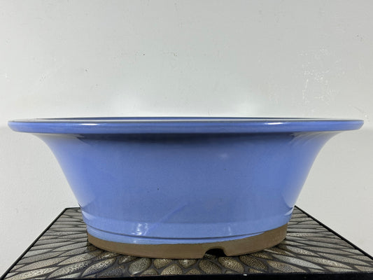 Preowned Japanese Tokoname Glazed Round Bonsai Pot - 18 1/8” By 6.25”