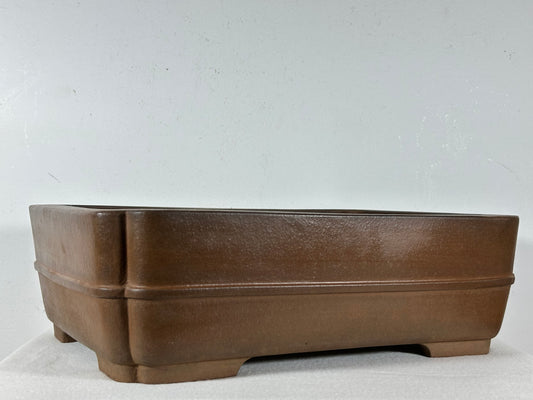 Preowned Japanese Tokoname Unglazed Rectangular Bonsai Pot Seizan - 14.5” By 11”