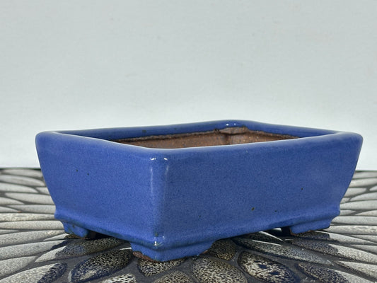 New Japanese Tokoname Glazed Rectangular Bonsai Pot Hatutori - 6” By 4.5”
