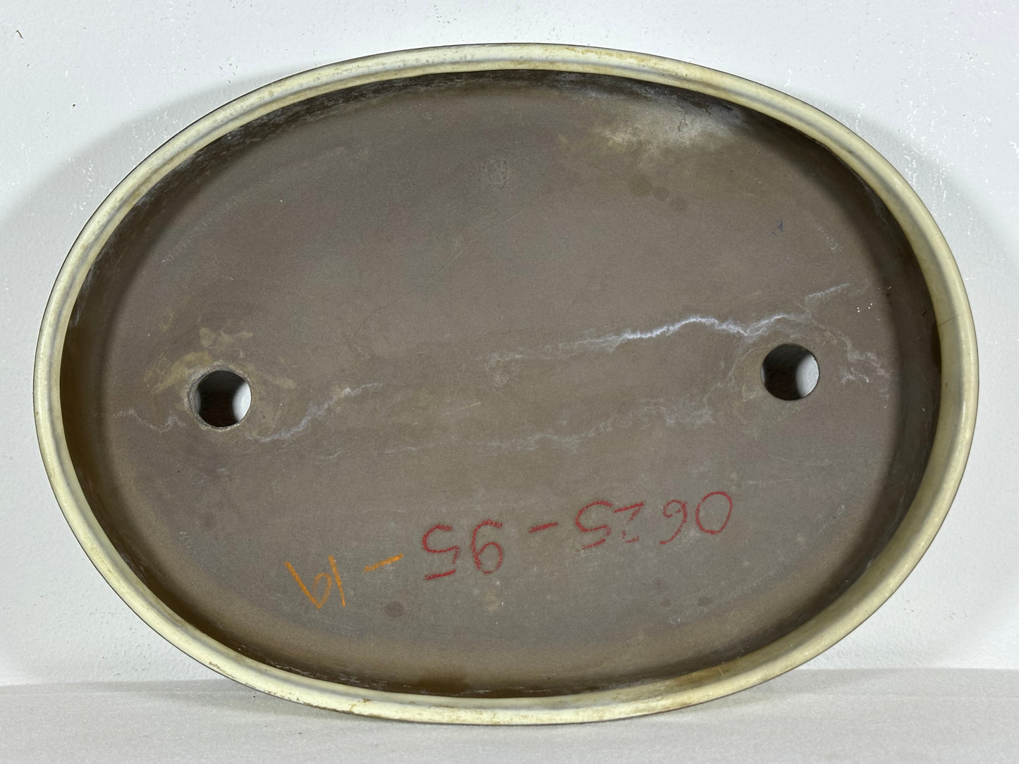 Preowned Japanese Tokoname Glazed Oval Shallow Bonsai Pot - 12.75” By 9.25”