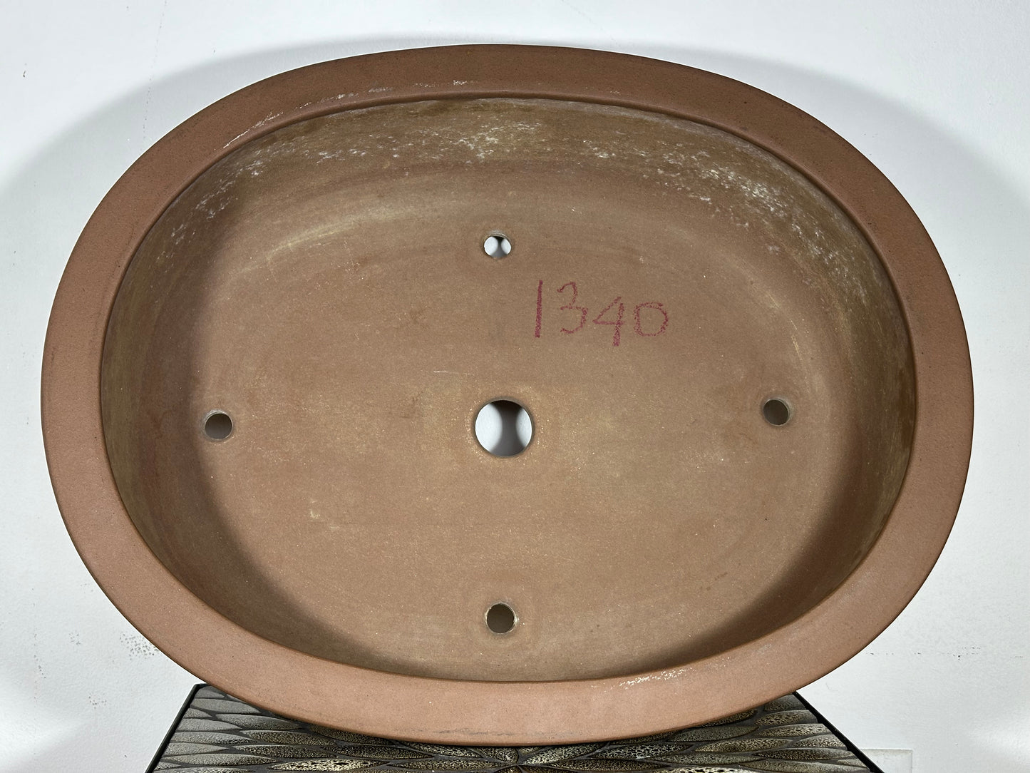 Preowned Japanese Tokoname Unglazed Oval Bonsai Pot Itayama - 22.25” By 17.5”