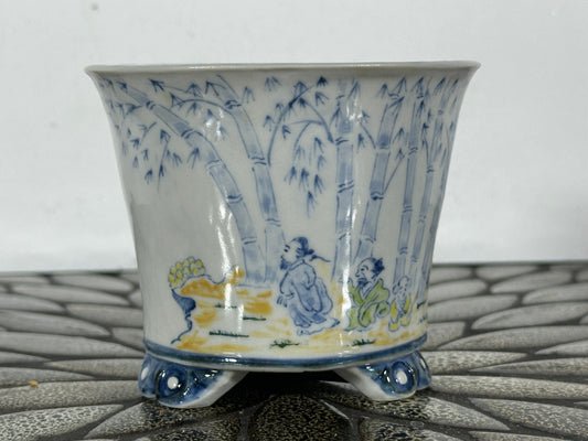 NEW Japanese Cascade Shohin Bonsai Pot Kutani Kouzan - 4” By 3.25”