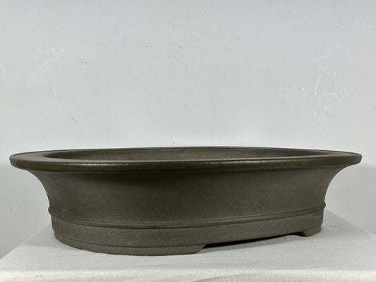 Preowned Japanese Tokoname Unglazed Oval Bonsai Pot Kisen - 17.5” By 14.5”