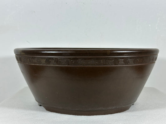 Preowned Japanese Tokoname Unglazed Round Bonsai Pot - 12.25” By 4 7/8”