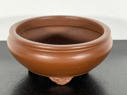 New Japanese Tokoname Unglazed Bag Style Bonsai Pot Bigei - 3 1/8” By 1 3/8”