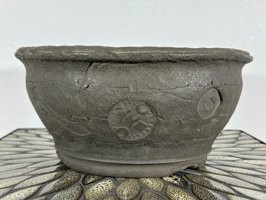 Preowned Japanese Tokoname Round Bonsai Pot Yamaaki 1st Generation - 10.75” By 5”