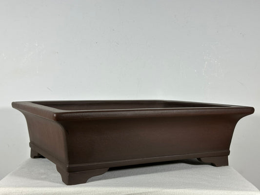 Preowned Japanese Tokoname Unglazed Rectangular Bonsai Pot Yamaaki - 16” By 12.75”
