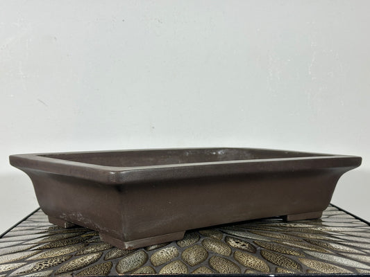 Preowned Vintage Japanese Tokoname Unglazed Rectangular Bonsai Pot Yamaaki - 14” x 9 3/8”