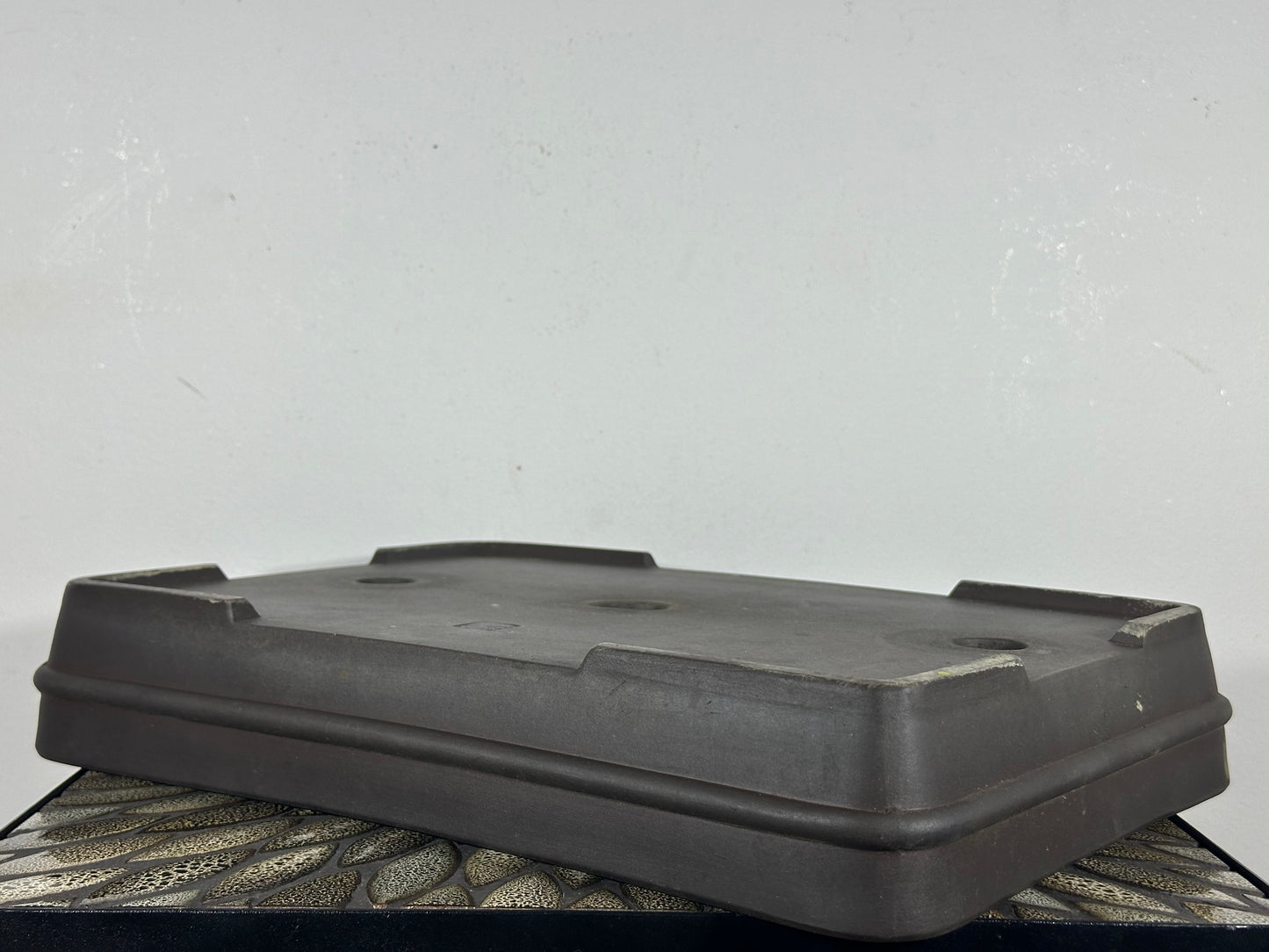 Preowned Japanese Tokoname Unglazed Shallow Rectangular Bonsai Pot Senkouen - 15.75” By 11”