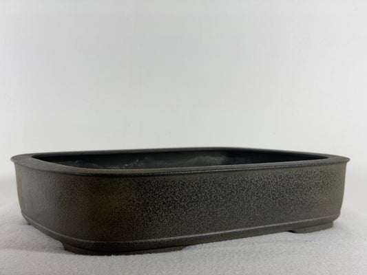Preowned Vintage Japanese Tokoname Unglazed Rectangular Bonsai Pot Aiba Koyo - 12.5” By 10”