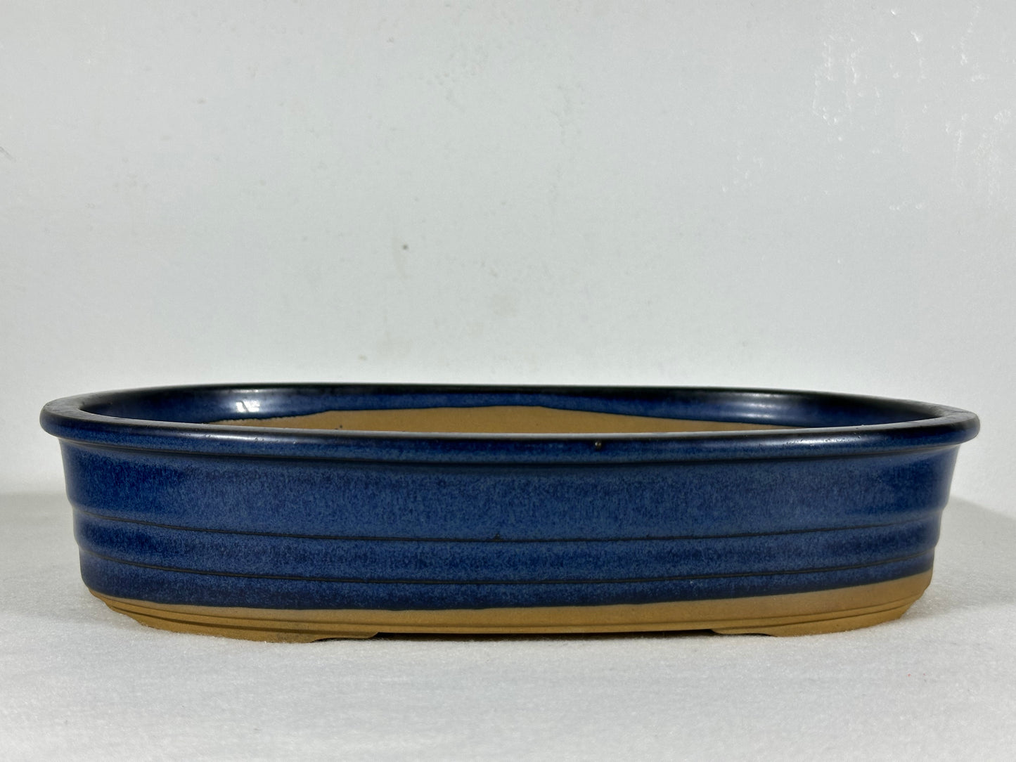 Preowned Japanese Tokoname Glazed Oval Bonsai Pot - 10.5” By 7”