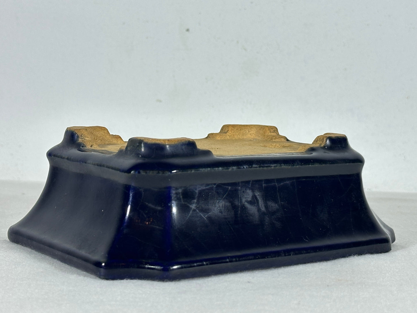 Preowned Japanese Tokoname Glazed Rectangular Bonsai Pot Hatutori - 6.25” By 4.75”