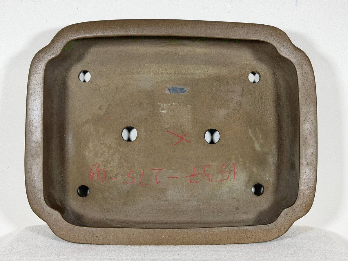 Preowned Japanese Tokoname Unglazed Rectangular Bonsai Pot Sykouzan - 14.25” By 11.25”