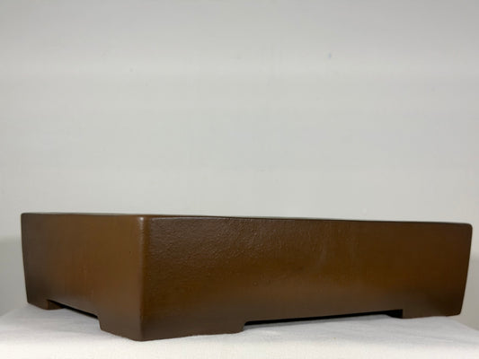 Preowned Japanese Tokoname Unglazed Rectangular Bonsai Pot Kizan - 15” By 11.5”