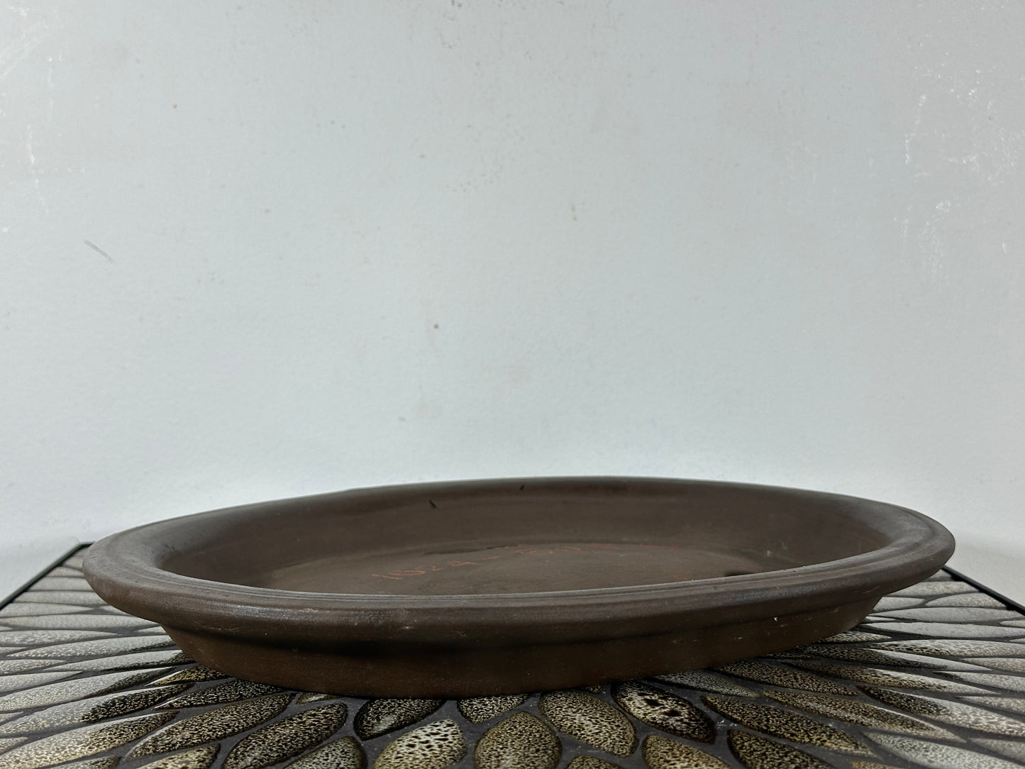 Preowned Japanese Tokoname Unglazed Shallow Oval Bonsai Pot - 13.25” By 10.5”