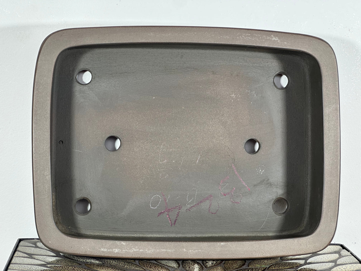 Preowned Japanese Tokoname Unglazed Rectangular Bonsai Pot Eiraku - 13.75” By 10.25”