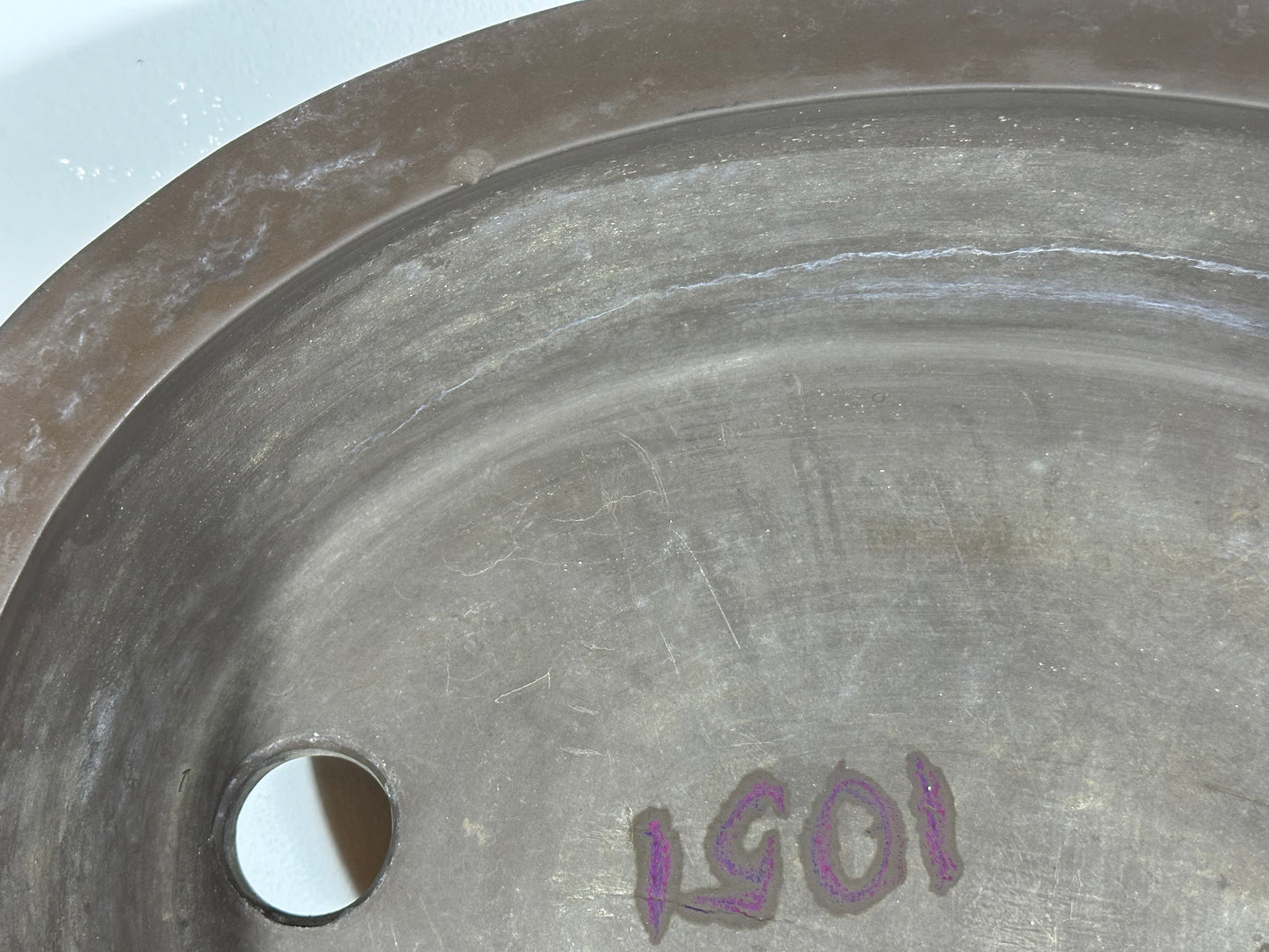 Preowned Japanese Tokoname Unglazed Rectangular Bonsai Pot Maruhei - 21” By 16.25”